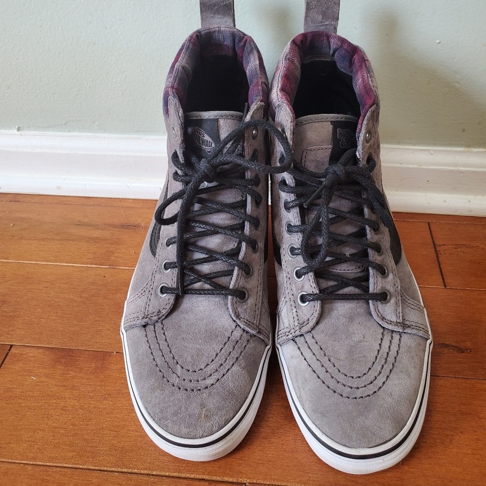 ❗SOLD❗Vans SK8-HI MTE in Pewter Gray w/ Plaid Trim - Picture 7 of 8